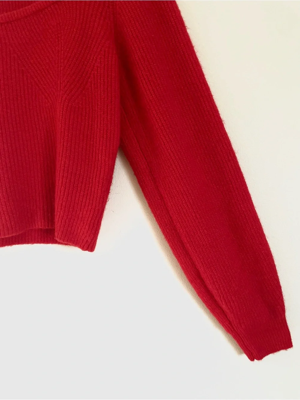 H&M Square Neck Rib Knit Long Sleeve Sweater in Red Size S EUC